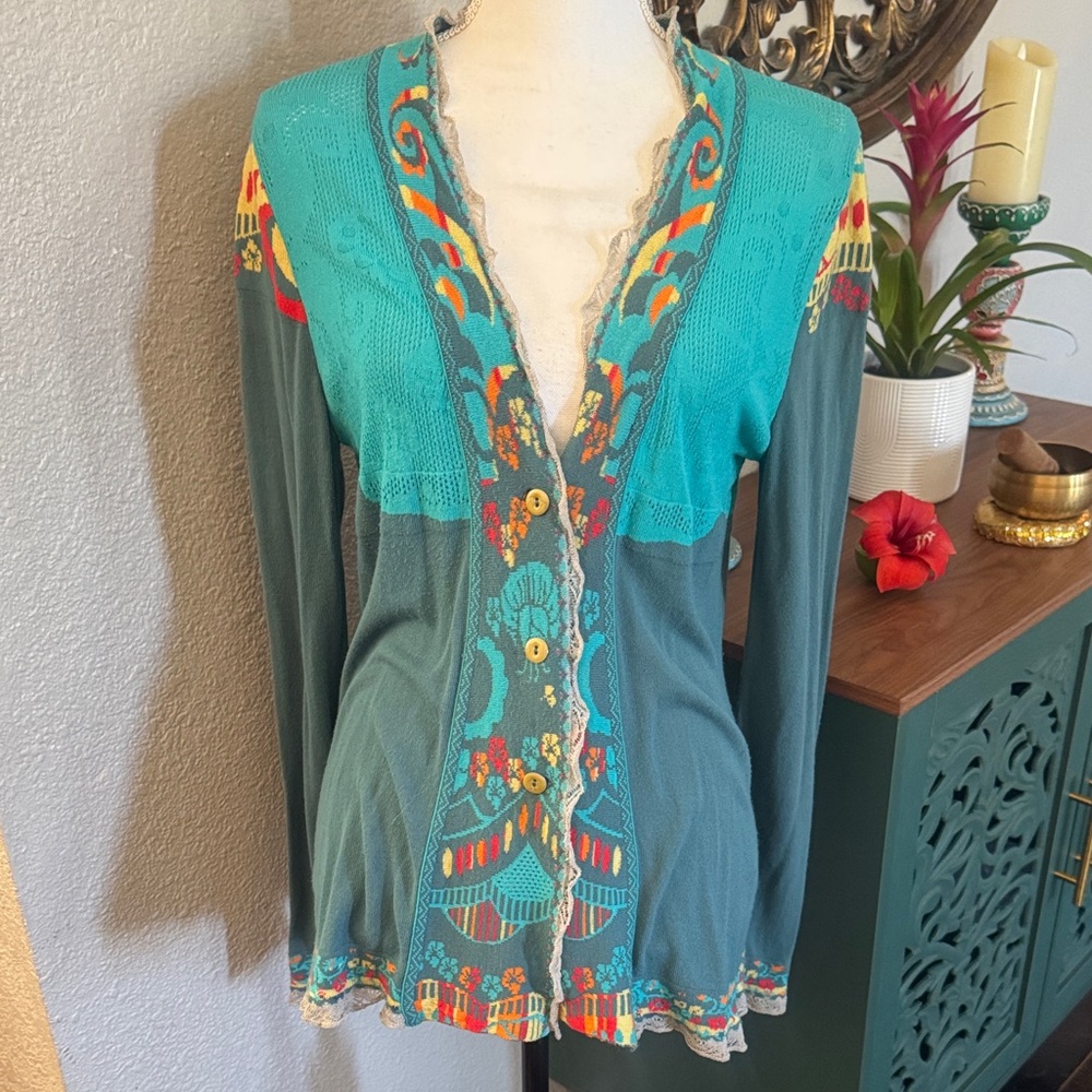 IVKO handwritten emotions fine knit Colorful Women's Sweater EUC!